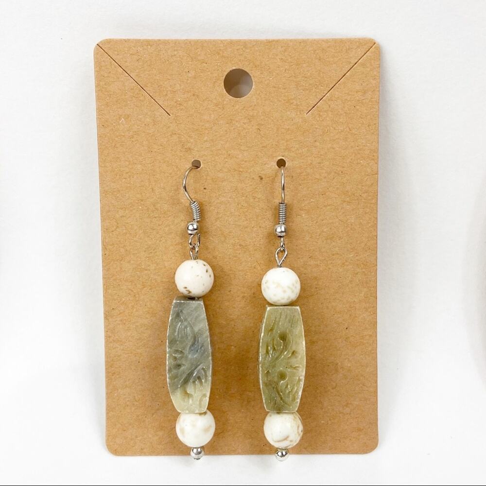 Handmade Carved Stone Earrings